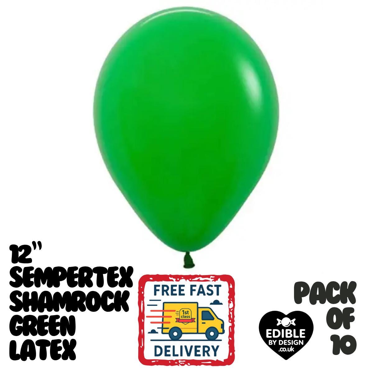 10 Pack Shamrock Green Latex Balloons – 12" Sempertex Helium Air Party Supplies