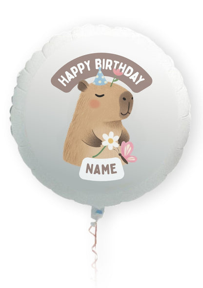 Capybara Theme Birthday Cake Toppers Edible Circles Personalised Name and Age Matching Stickers Balloon Invitations Pack