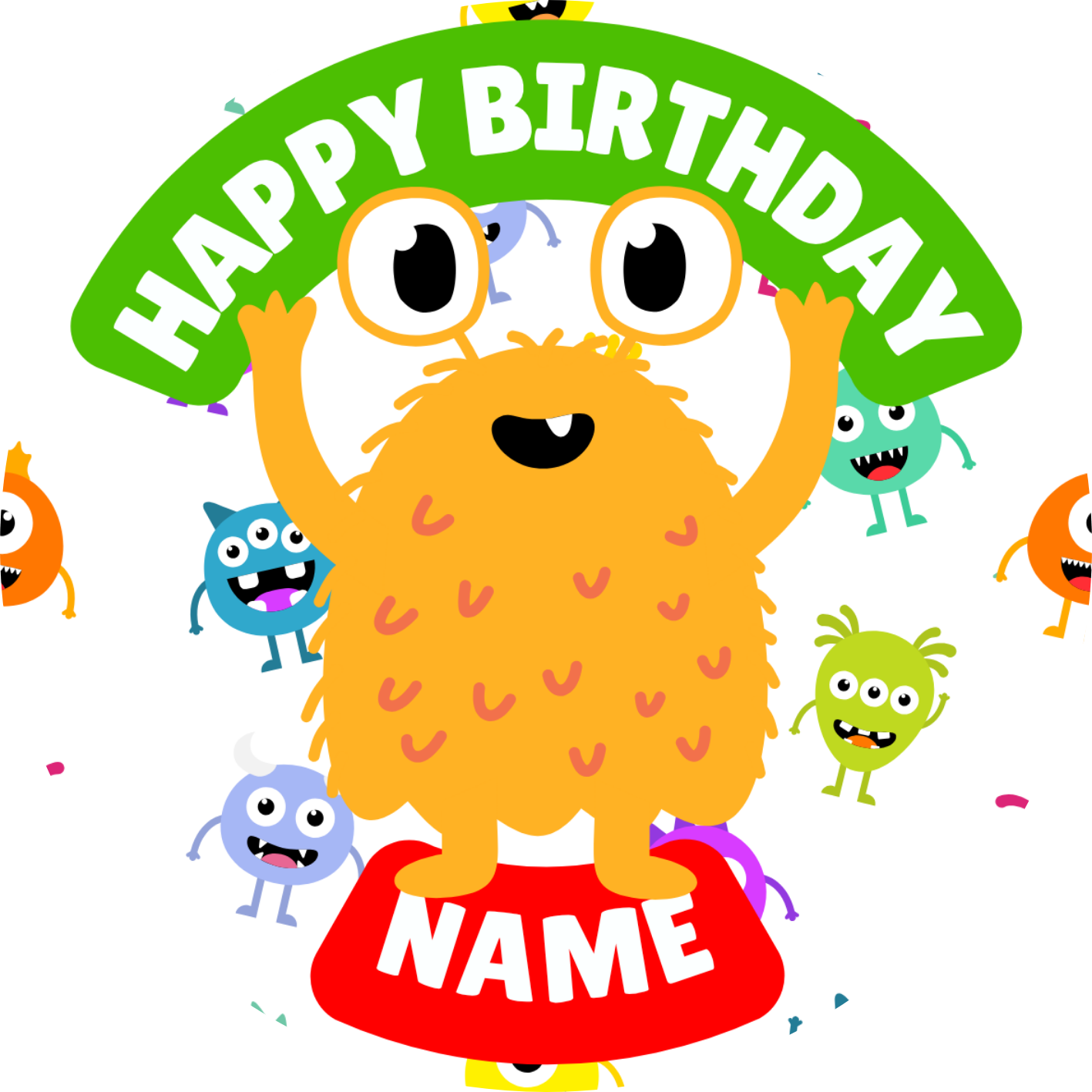 Monster Theme Birthday Cake Toppers Edible Circles Personalised Name and Age Matching Stickers Balloon Invitations Pack