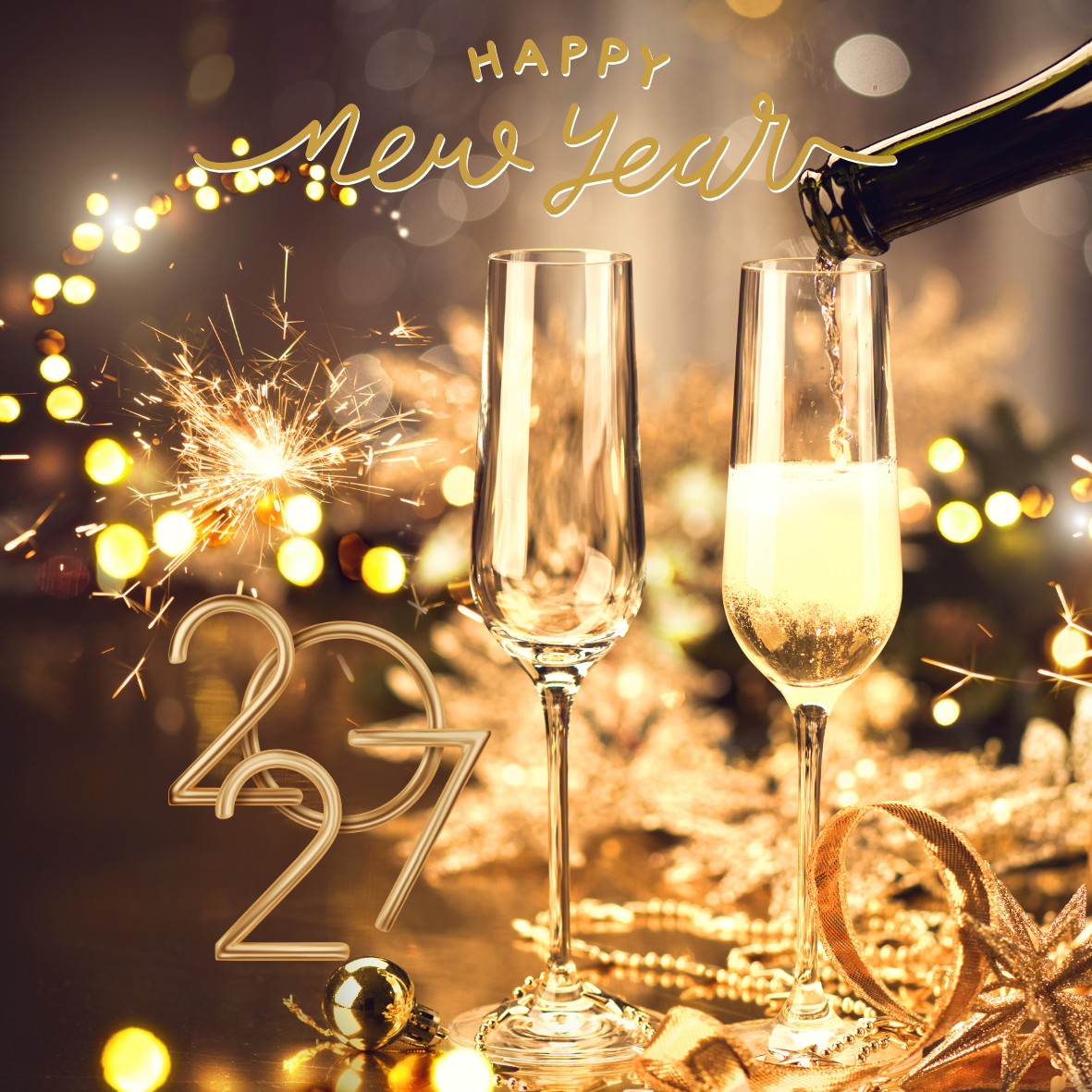 New Year 2027 Cake Toppers: Edible Icing or Wafer, Stickers and Balloon