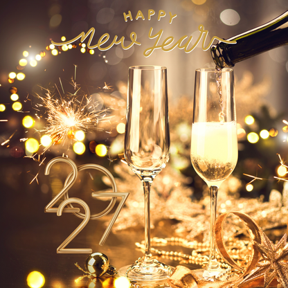New Year 2027 Cake Toppers: Edible Icing or Wafer, Stickers and Balloon