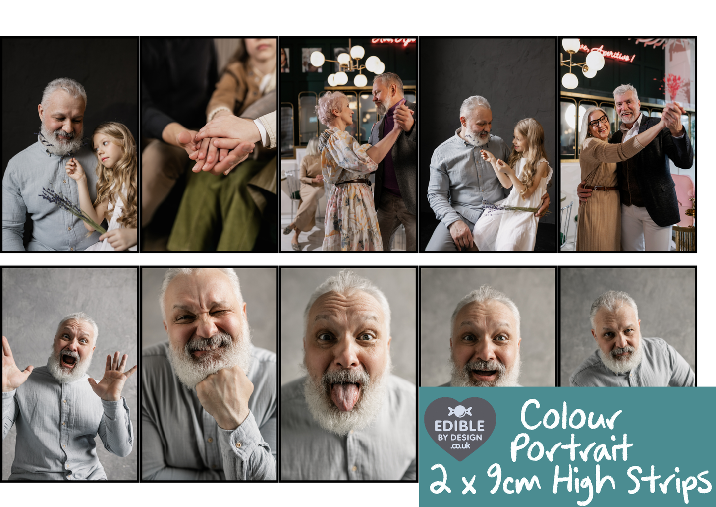 Multi Photo Border Edging for Cake: Edible Decoration on Icing Colour or Black & White