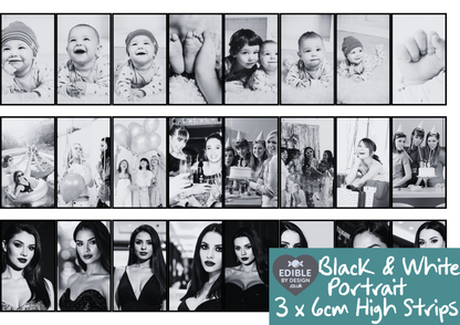 Multi Photo Border Edging for Cake: Edible Decoration on Icing Colour or Black & White