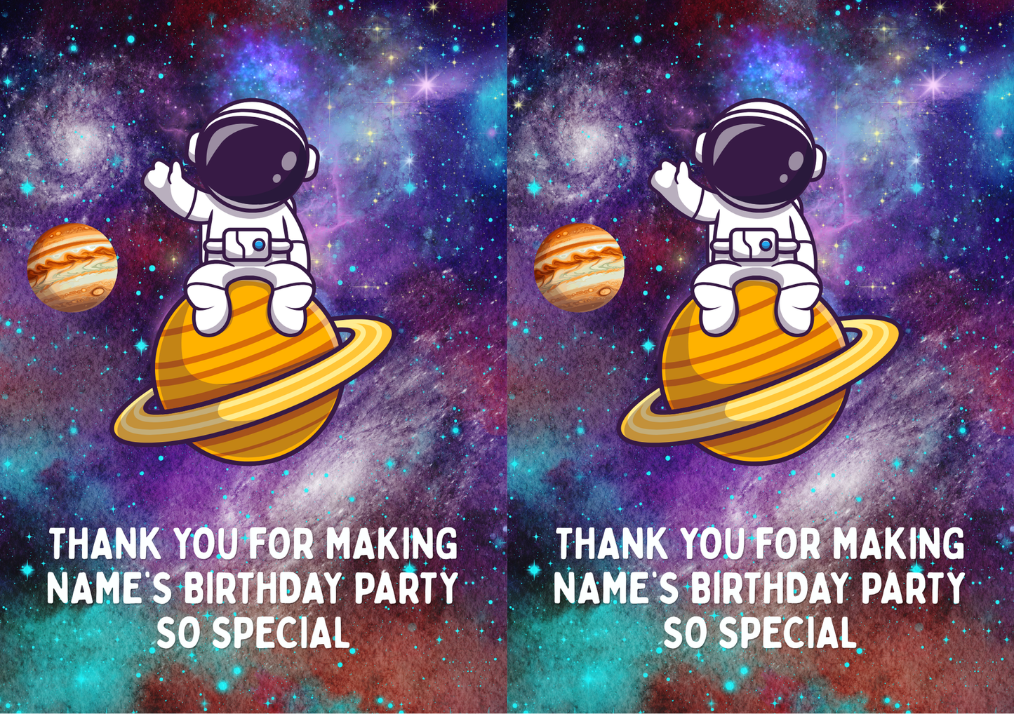 Space Astronaut Theme Birthday Cake Toppers Edible Circles Personalised Name and Age Matching Stickers Balloon Invitations Pack (Copy)