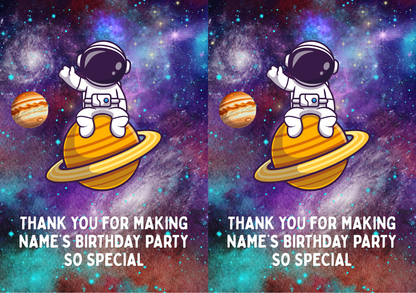 Space Astronaut Theme Birthday Cake Toppers Edible Circles Personalised Name and Age Matching Stickers Balloon Invitations Pack (Copy)