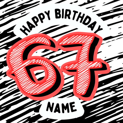 67 Theme Birthday Cake Toppers Edible Circles Personalised Name and Age Matching Stickers Balloon Invitations Pack