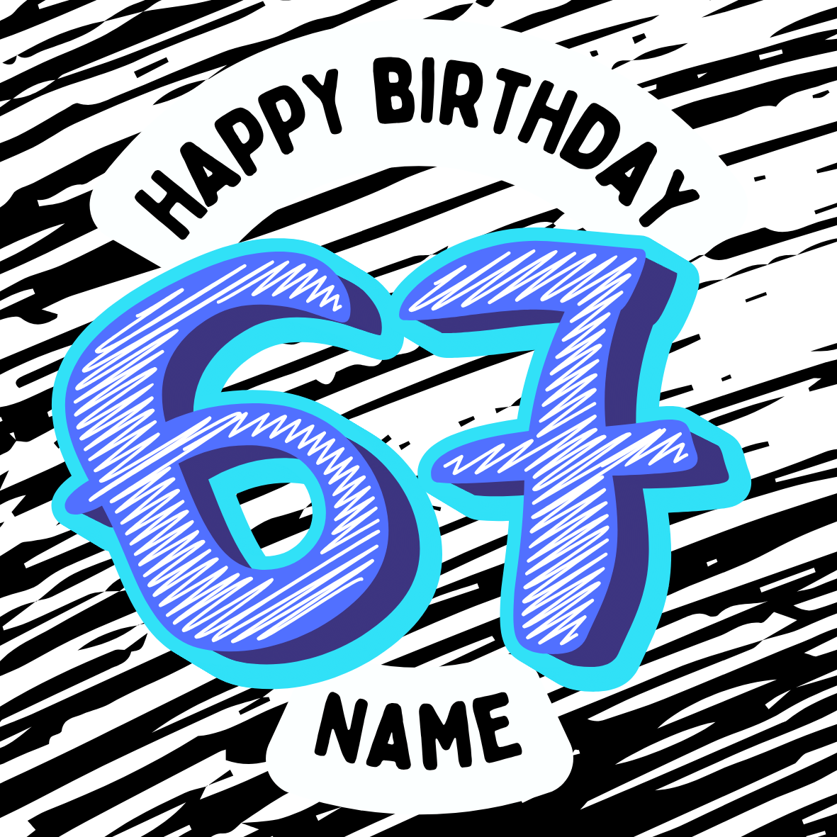 67 Theme Birthday Cake Toppers Edible Circles Personalised Name and Age Matching Stickers Balloon Invitations Pack