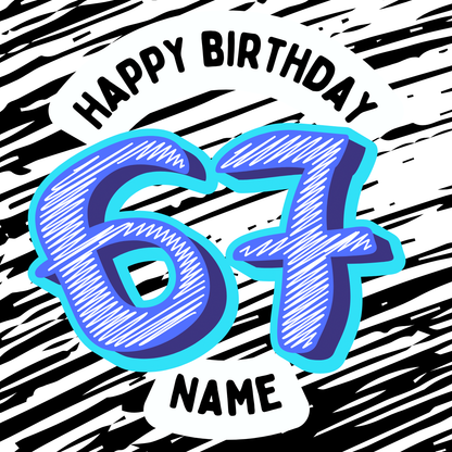 67 Theme Birthday Cake Toppers Edible Circles Personalised Name and Age Matching Stickers Balloon Invitations Pack