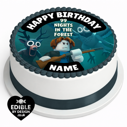 99 Nights Theme Birthday Cake Toppers Edible Circles Personalised Name and Age Matching Stickers Balloon Invitations Pack