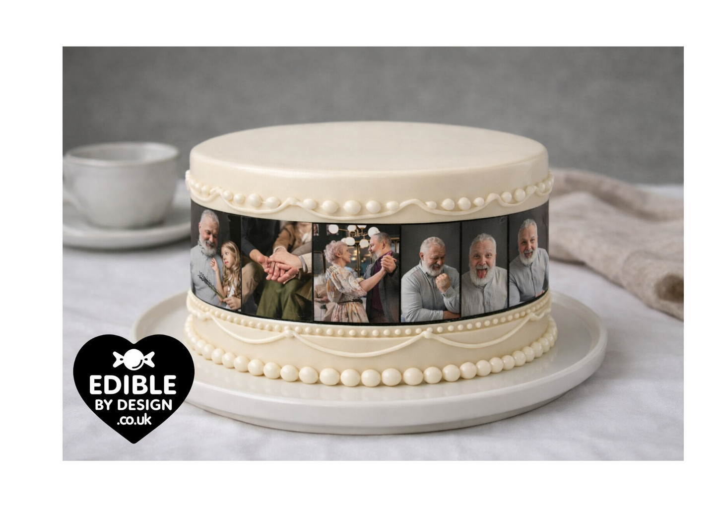 Multi Photo Border Edging for Cake: Edible Decoration on Icing Colour or Black & White