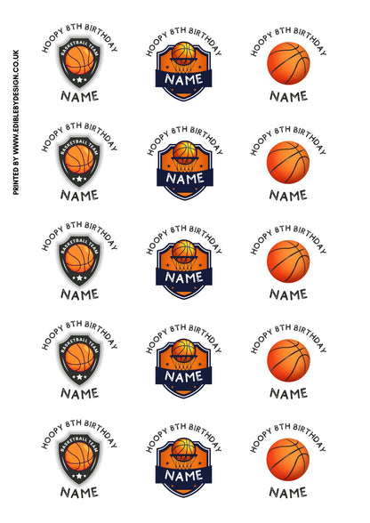 Basketball Personalised Birthday Cake Toppers Matching Stickers Foil Balloon Invitations and Party Pack