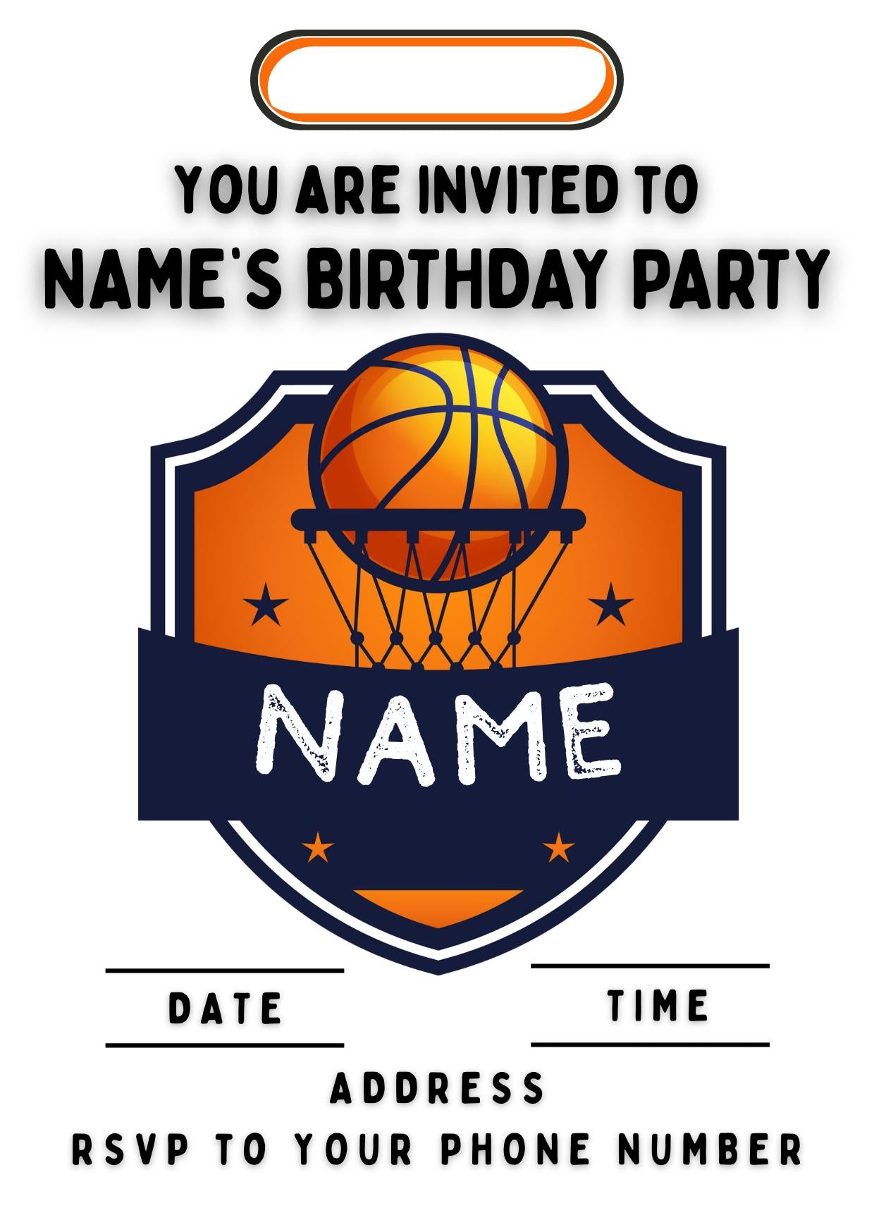 Basketball Personalised Birthday Cake Toppers Matching Stickers Foil Balloon Invitations and Party Pack