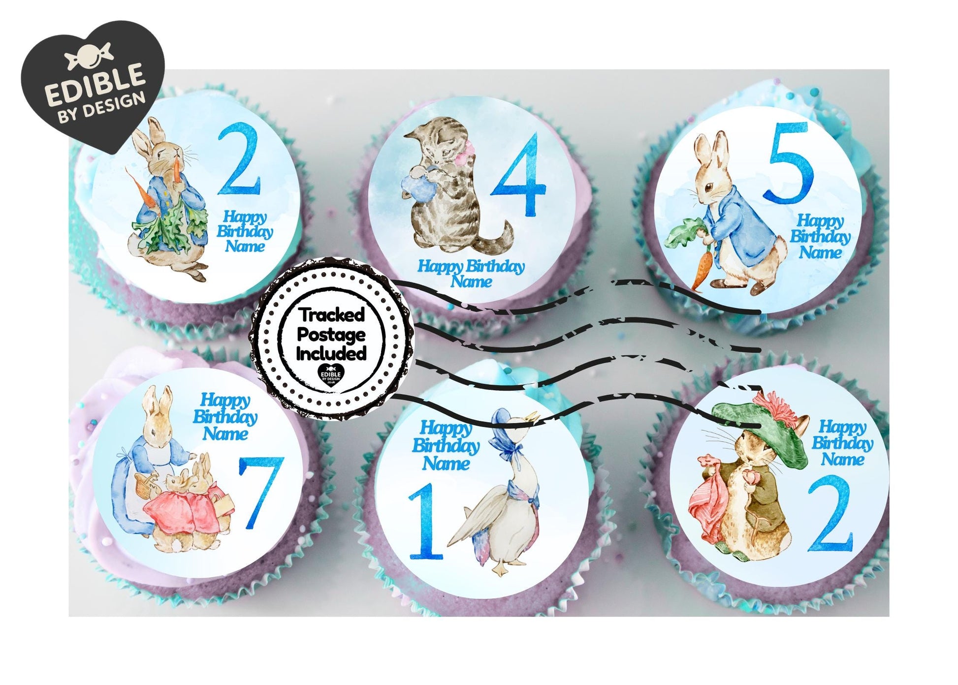 Beatrix Potter Age Birthday Personalised Cake Toppers matching Invitations Stickers Balloon Party Pack