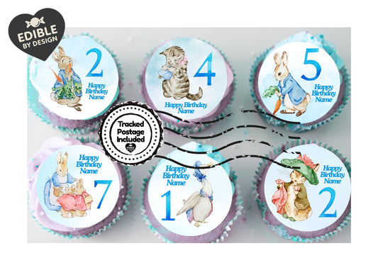 Beatrix Potter Age Birthday Personalised Cake Toppers matching Invitations Stickers Balloon Party Pack