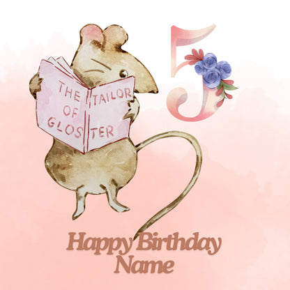 Beatrix Potter Pink Personalised Birthday Cake Toppers Edible Circles matching Invitations Stickers Balloon Party Pack