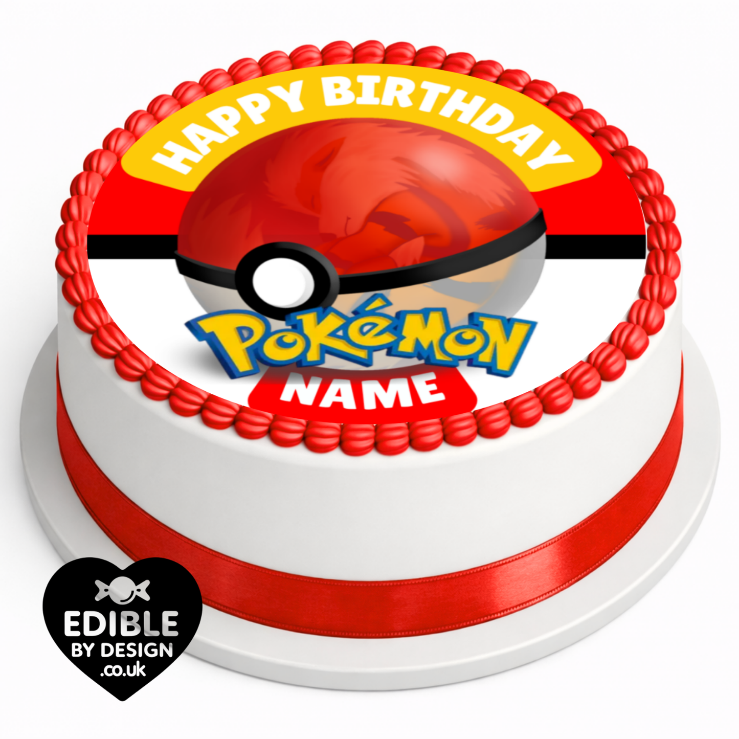 Pokémon Theme Birthday Cake Toppers Edible Circles Personalised Name and Age Matching Stickers Balloon Invitations Pack