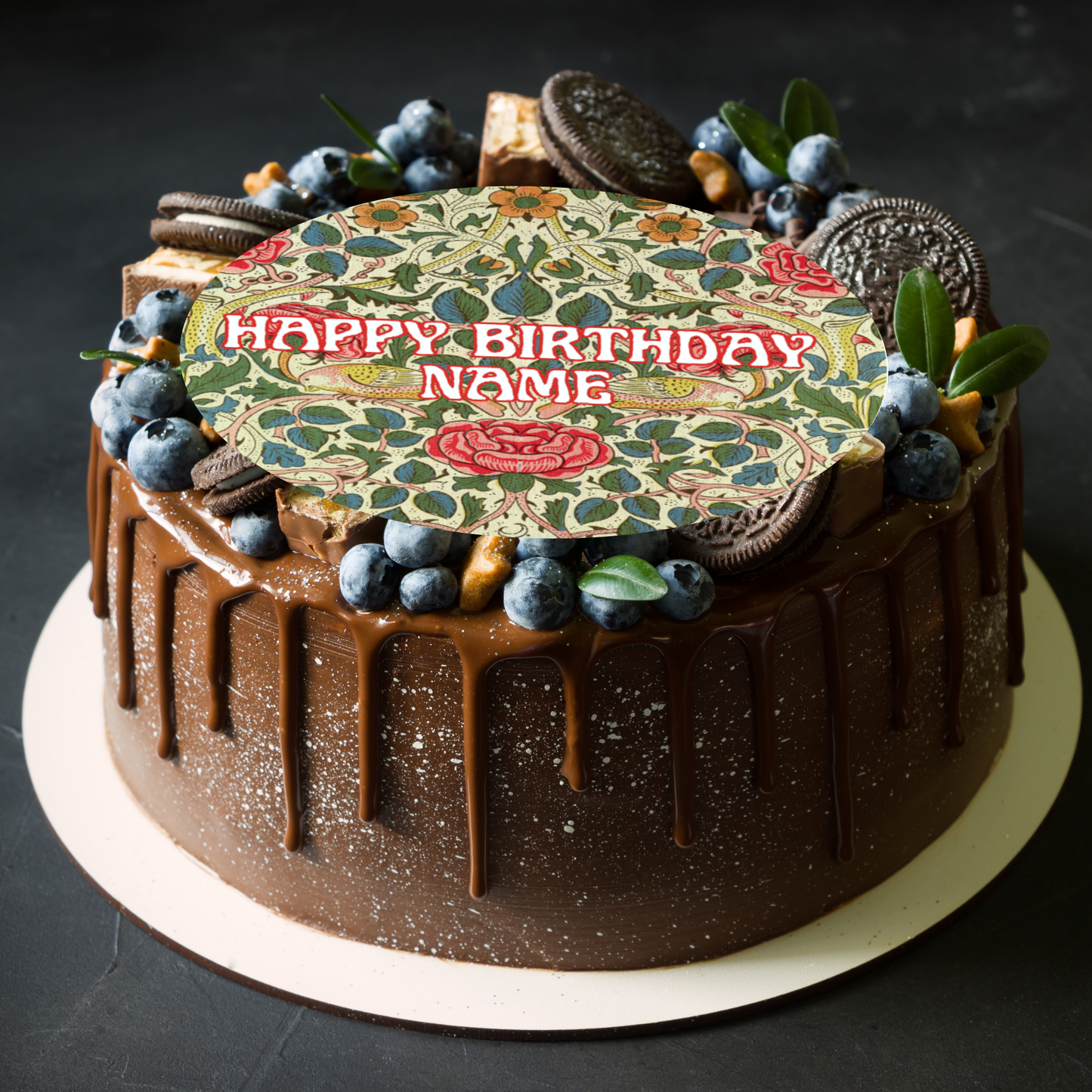 Personalised Inspired by Liberty London Cake Toppers: Edible Icing or Wafer, Stickers and Balloon