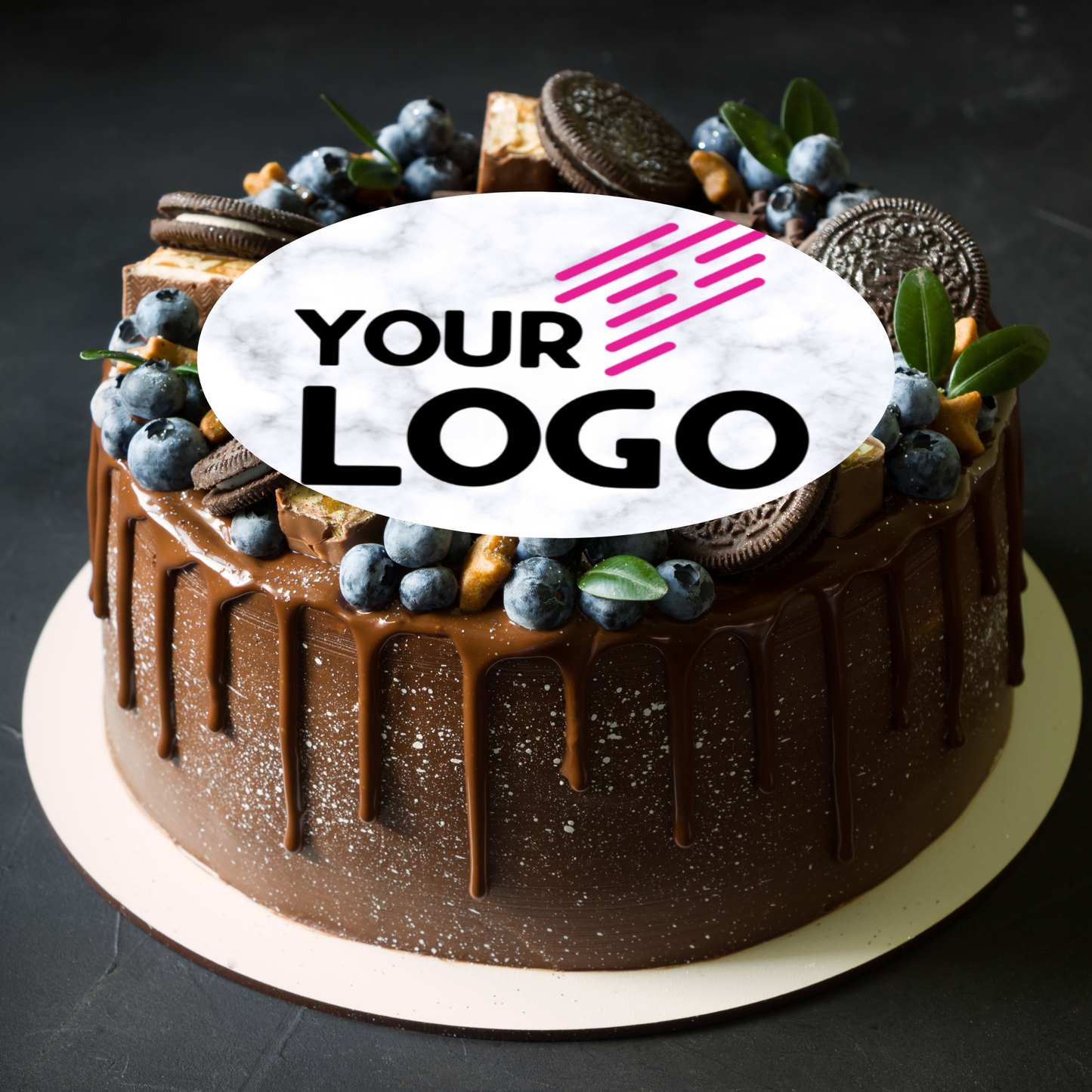 Logo Cake Toppers: Edible Image Circles for Corporate Events on Icing or Wafer