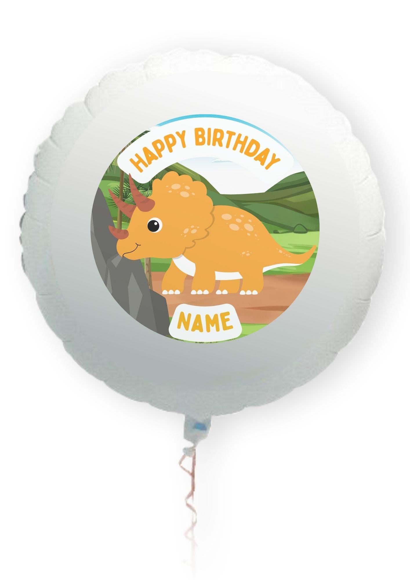 Cartoon Dinosaur Personalised Name Age Birthday Cake Toppers matching Invitations Stickers Balloon Party Pack