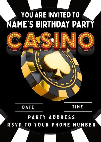 Casino Theme Birthday Cake Toppers on Icing or Wafer matching Invitations Stickers Balloon Party Pack