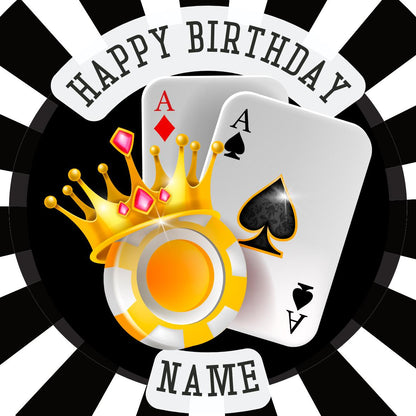 Casino Theme Birthday Cake Toppers on Icing or Wafer matching Invitations Stickers Balloon Party Pack