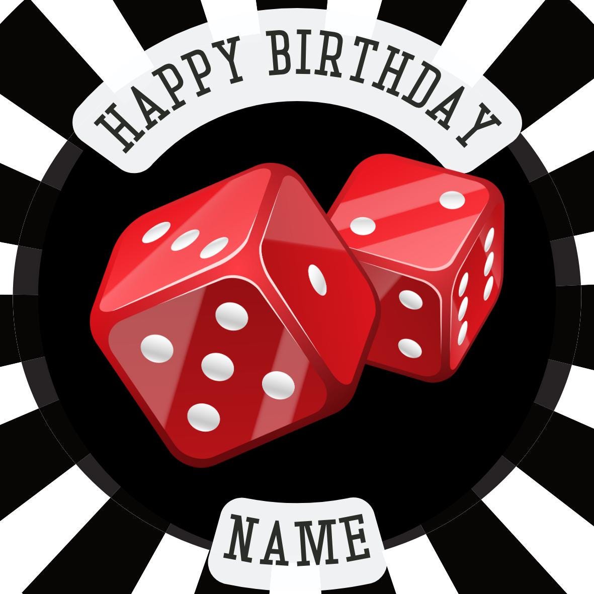 Casino Theme Birthday Cake Toppers on Icing or Wafer matching Invitations Stickers Balloon Party Pack