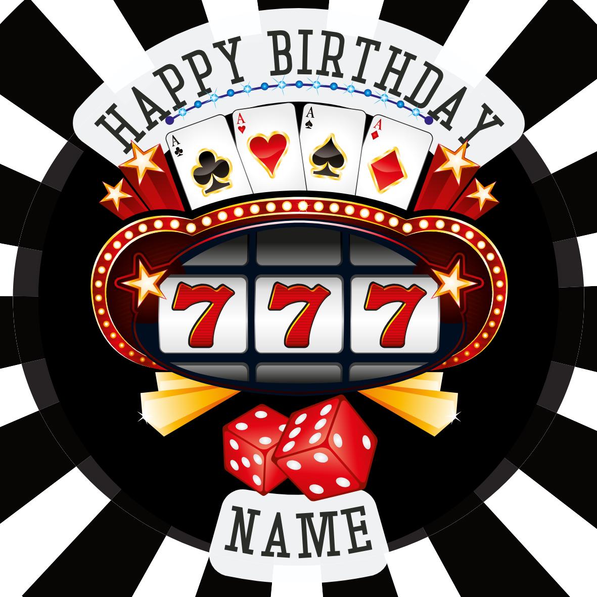Casino Theme Birthday Cake Toppers on Icing or Wafer matching Invitations Stickers Balloon Party Pack
