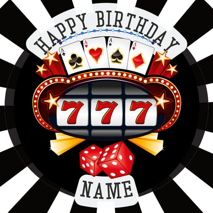 Casino Theme Birthday Cake Toppers on Icing or Wafer matching Invitations Stickers Balloon Party Pack