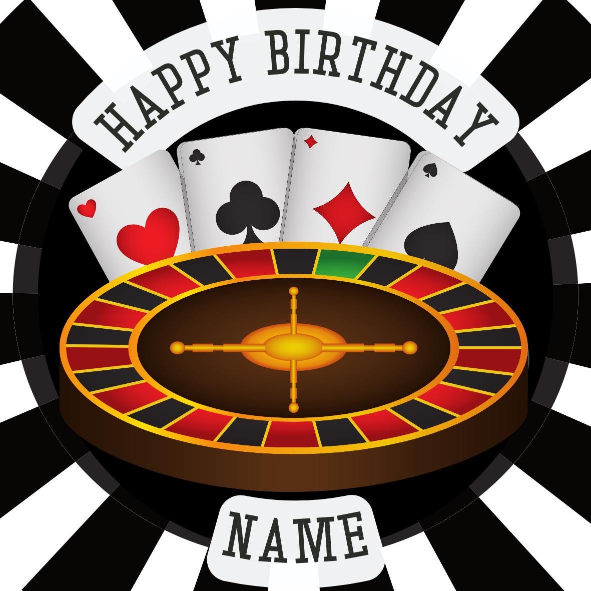 Casino Theme Birthday Cake Toppers on Icing or Wafer matching Invitations Stickers Balloon Party Pack
