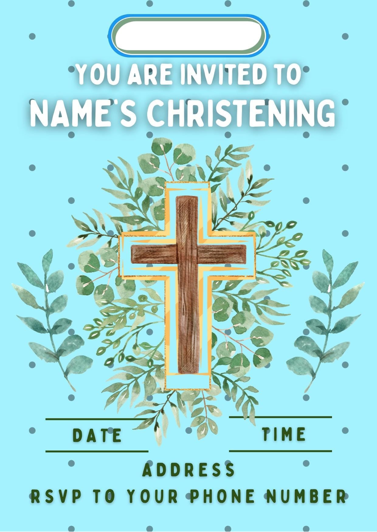 Christening Cake Toppers Baby Boy Blue Personalised with Name and date matching Invitations Stickers Balloon & Party Pack