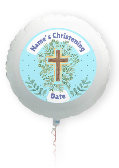Christening Cake Toppers Baby Boy Blue Personalised with Name and date matching Invitations Stickers Balloon & Party Pack