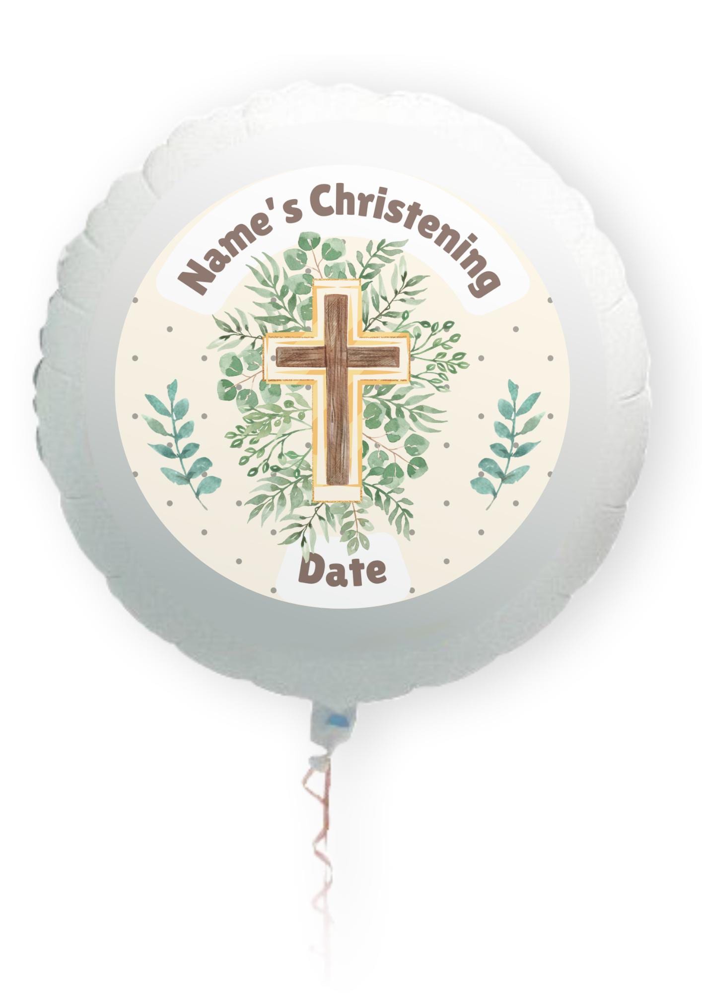 Christening Cake Toppers Personalised Name Neutral Colours matching Invitations Stickers Balloon Party Pack