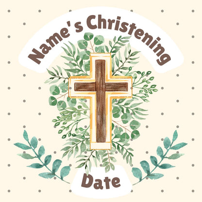 Christening Cake Toppers Personalised Name Neutral Colours matching Invitations Stickers Balloon Party Pack