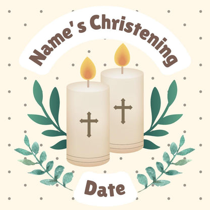 Christening Cake Toppers Personalised Name Neutral Colours matching Invitations Stickers Balloon Party Pack