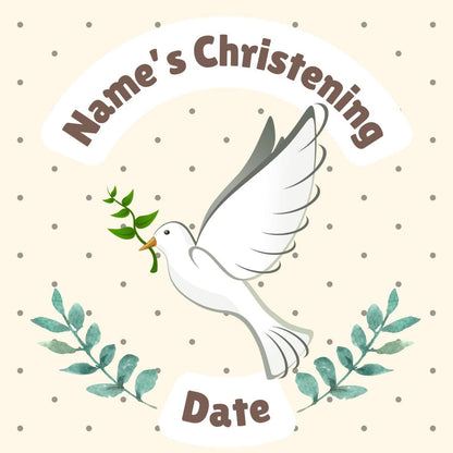 Christening Cake Toppers Personalised Name Neutral Colours matching Invitations Stickers Balloon Party Pack