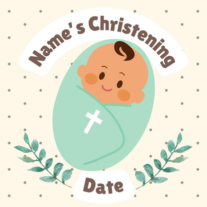 Christening Cake Toppers Personalised Name Neutral Colours matching Invitations Stickers Balloon Party Pack