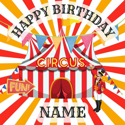 Circus Big Top Clown Acrobat Personalised Birthday Cake Toppers matching Invitations Stickers Balloon Party Pack