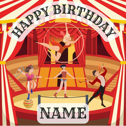 Circus Big Top Clown Acrobat Personalised Birthday Cake Toppers matching Invitations Stickers Balloon Party Pack