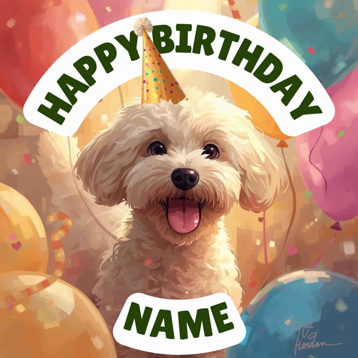 Cockerpoo Birthday Cake Toppers: Edible Images on Icing or Wafer - Matching Stickers Balloon Invitations Pack