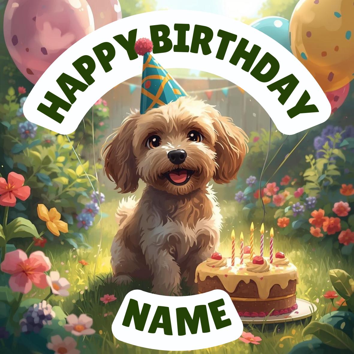 Cockerpoo Birthday Cake Toppers: Edible Images on Icing or Wafer - Matching Stickers Balloon Invitations Pack