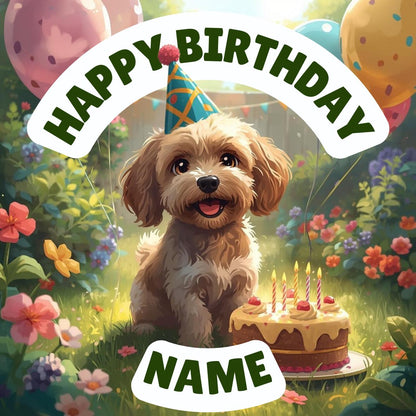 Cockerpoo Birthday Cake Toppers: Edible Images on Icing or Wafer - Matching Stickers Balloon Invitations Pack