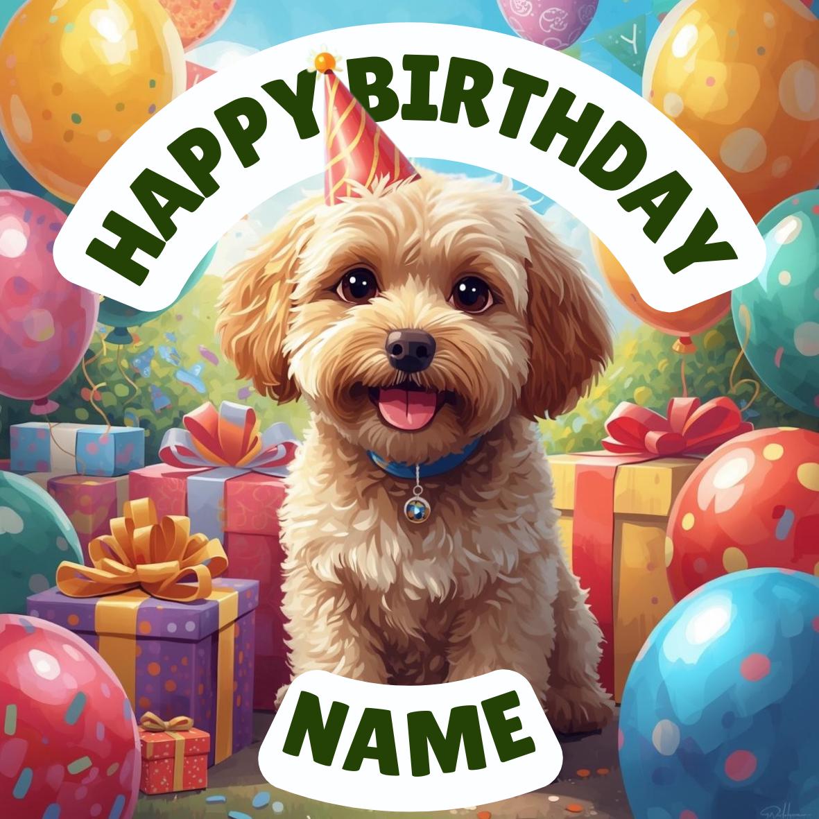 Cockerpoo Birthday Cake Toppers: Edible Images on Icing or Wafer - Matching Stickers Balloon Invitations Pack