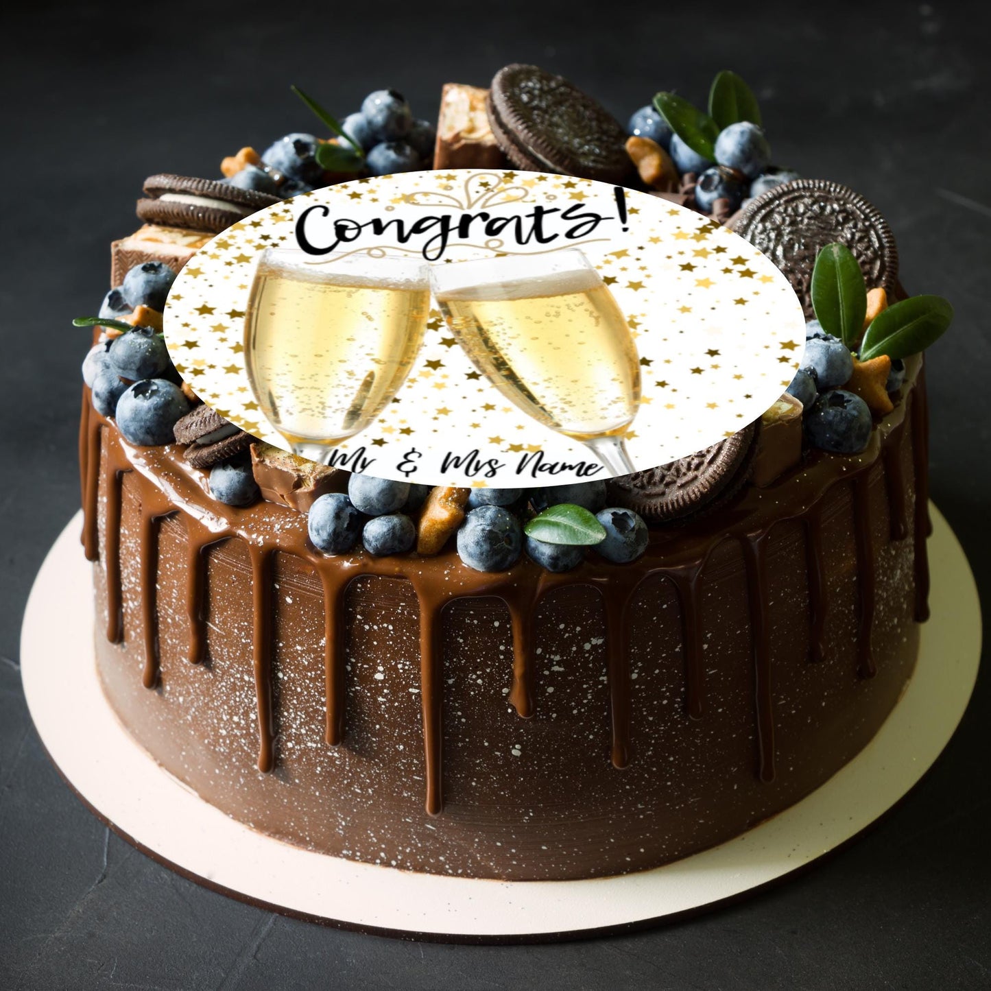 Congratulations Champagne Cake Toppers Edible Images on Icing or Wafer: Stickers Invitations Balloons