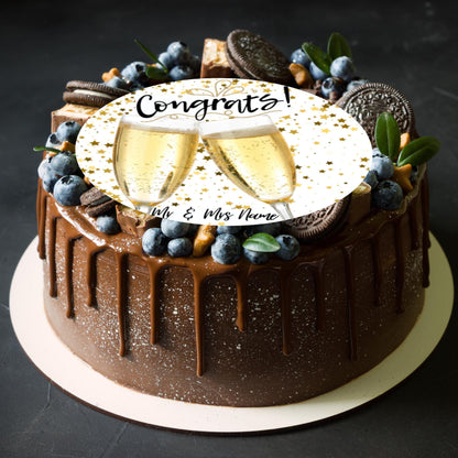 Congratulations Champagne Cake Toppers Edible Images on Icing or Wafer: Stickers Invitations Balloons