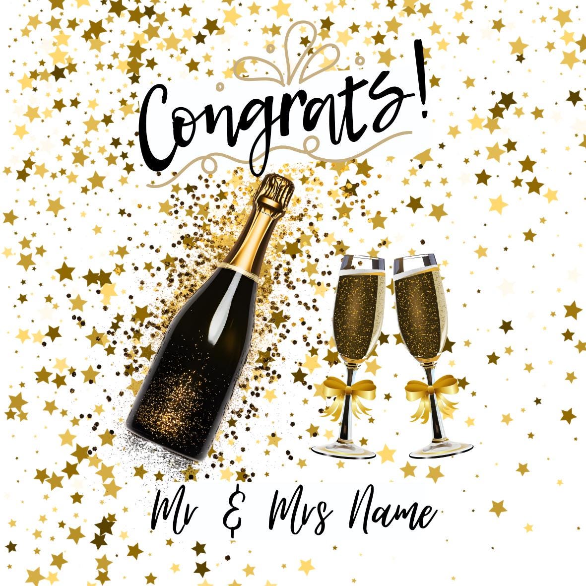 Congratulations Champagne Cake Toppers Edible Images on Icing or Wafer: Stickers Invitations Balloons