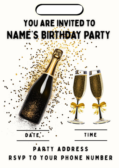 Congratulations Champagne Cake Toppers Edible Images on Icing or Wafer: Stickers Invitations Balloons