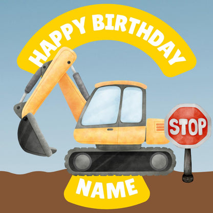 Construction Digger Building Theme Birthday Cake Toppers matching Invitations Stickers Balloon Party Pack