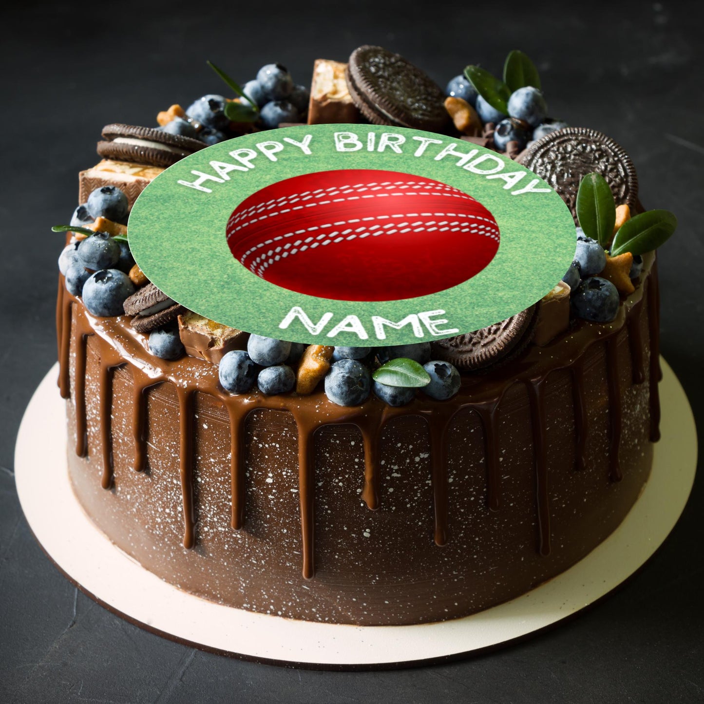 Cricket Birthday Cake Toppers Edible Icing Wafer Personalised Name and Age Matching Stickers Balloon Invitations Pack