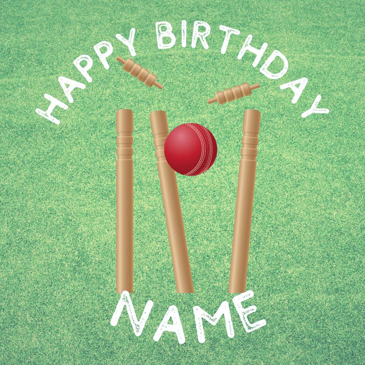 Cricket Birthday Cake Toppers Edible Icing Wafer Personalised Name and Age Matching Stickers Balloon Invitations Pack
