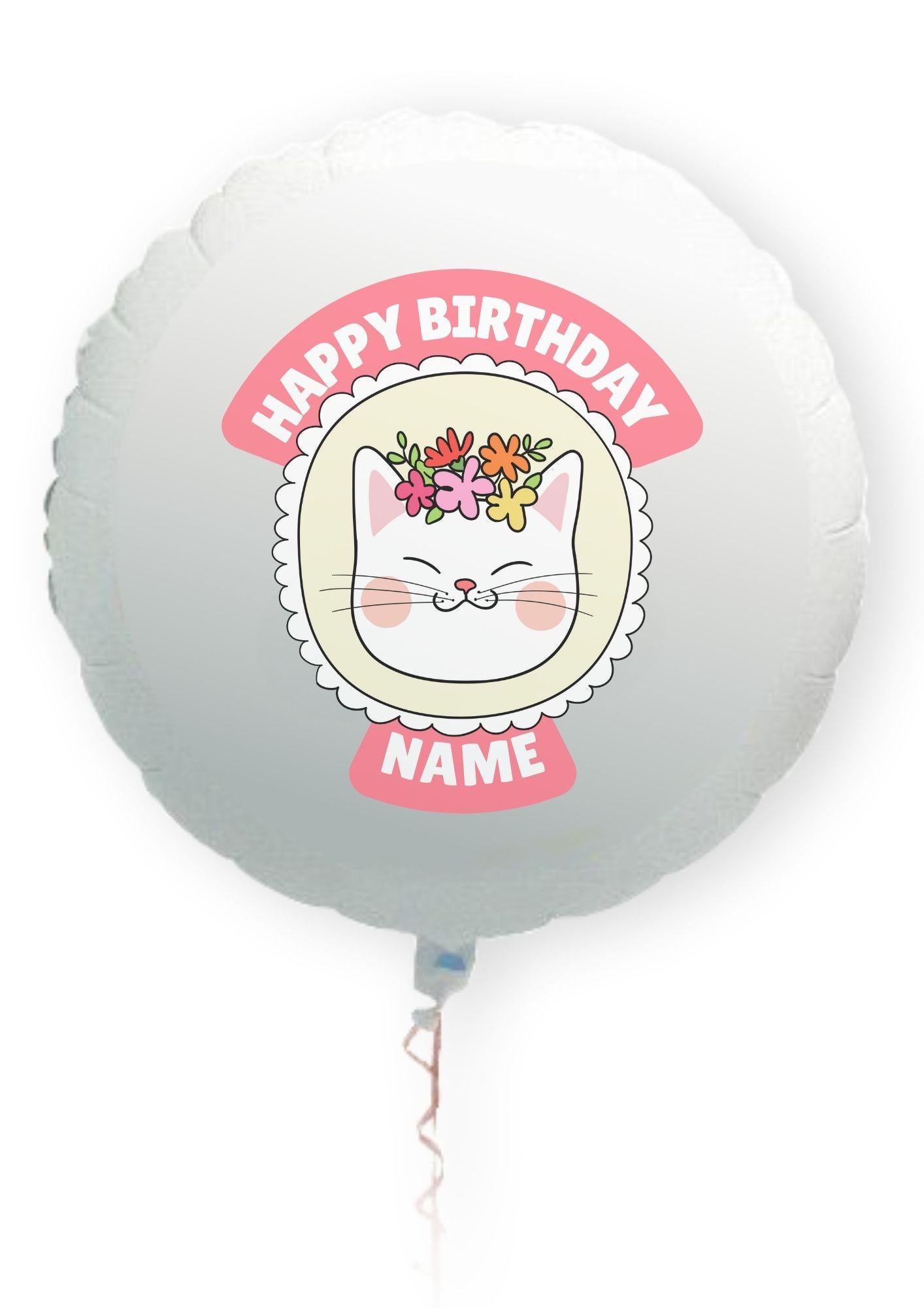 Cute Cat Personalised Birthday Cake Toppers Icing or Wafer matching Invitations Stickers Balloon Party Pack